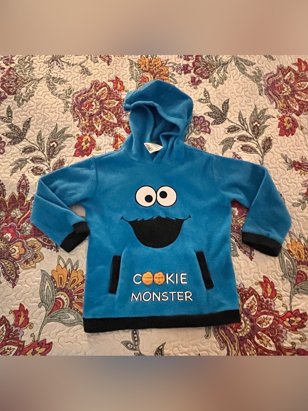 Vintage Y2K Sesame Street Cookie Monster Fleece Hoodie Toddler 5T Blue